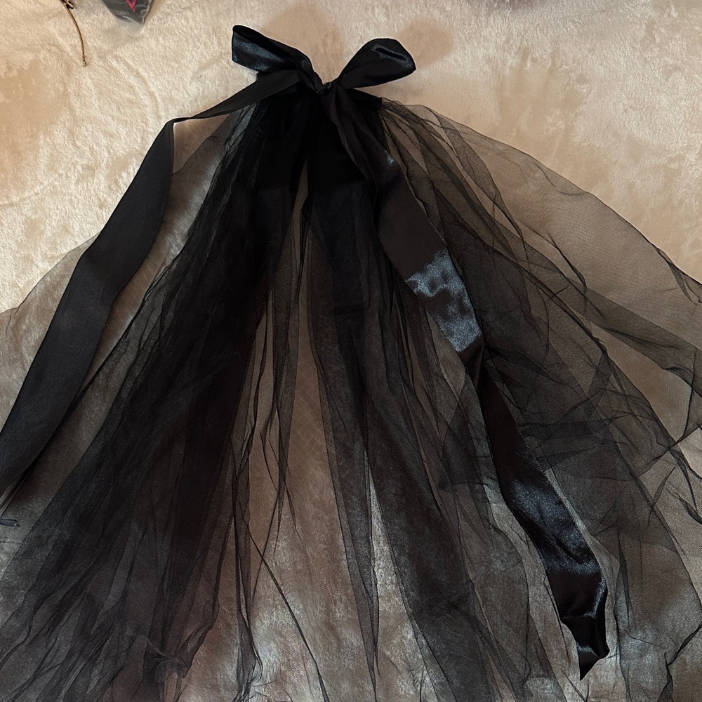 Black Sheer Tulle Skirt with Ribbon Tie
